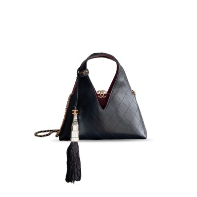 CHANEL 26A BLACK LEATHER HANDBAG (32*32*11cm) 